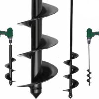 Erdbohrer für Gartenarbeit, 4x42 + 9x40 cm, Spiralbohrer mit verlängerten Auger Drill Bits, universell kompatibel mit Bohrmaschinen und Akku-Schraubern, ideal für Anpflanzen von Topfpflanzenschutz, Gemüse, Blumenzwiebeln und Blumenbeeten