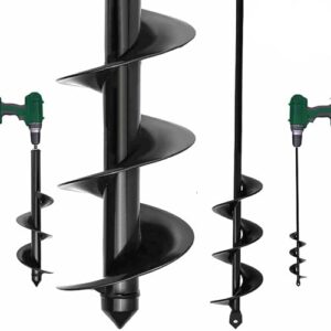 Erdbohrer für Gartenarbeit, 4x42 + 9x40 cm, Spiralbohrer mit verlängerten Auger Drill Bits, universell kompatibel mit Bohrmaschinen und Akku-Schraubern, ideal für Anpflanzen von Topfpflanzenschutz, Gemüse, Blumenzwiebeln und Blumenbeeten