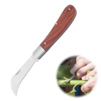 Gartenmesser zum Ernten, Klappbares Taschenmesser für Gartenarbeiten, Multi-Schneidewerkzeug aus Edelstahl mit ergonomischem Holzgriff