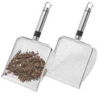Gartensieb aus Edelstahl für die Gartenarbeit, 2 Stück mit 3.8/5mm Masche, Griff und Sieben von Kompost bei Aussaat von Samen oder Entfernen von Steinen aus dem Boden