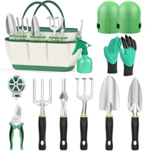 Gartenwerkzeug Set mit 11 Teilen aus Edelstahl, ideal für Gartenliebhaber aller Altersgruppen, langlebig und stabil, ergonomische Griffe, Tragbare Aufbewahrungstasche