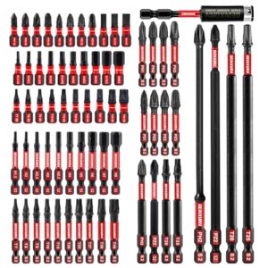 68-teiliges Bit-Set mit hoher Qualität und Haltbarkeit, 1/4 Zoll Sechskantschaft S2 Legierter Stahl Bitsatz mit magnetischem Bit-Halter