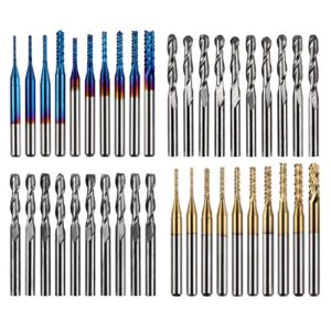 Genmitsu Schaftfräser-Satz mit 40 CNC Router Bits, Nano Blue Beschichtung und Titan Beschichtung für hohe Präzision und Langlebigkeit