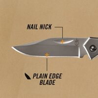 Gerber Taschenklappmesser mit glatter Klinge und Taschenclip, Klingenlänge: 5,6 cm, Edelstahl, für Alltag, Wandern, Camping