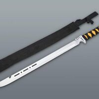 Große Machete mit LED-Lampe und Nylonholster, 420er Edelstahlklinge, Outdoor-Messer für Camping und Jagd
