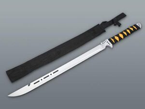 Große Machete mit LED-Lampe und Nylonholster, 420er Edelstahlklinge, Outdoor-Messer für Camping und Jagd