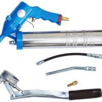 Druckluft-Fettpressen-Set für Schmierarbeiten, Arbeitsdruck 2-8 bar, Pressdruck 100-400 bar, Flex-Düsenschlauch, Handhebel