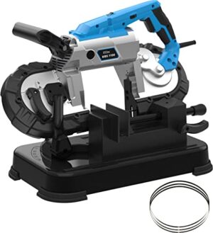 Metallbandsäge MBS 1100 von Guede, 1100 Watt Motor, abnehmbarer Arbeitstisch, Bandgeschwindigkeit 144 m/min, 2 Sägebänder 1140 mm, LED Licht, Schnittleistung bis 100 mm/ø120 mm