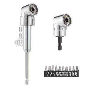 Hochwertige Qualität und praktische Funktionen. 105° Winkelbohradapter mit 1/4'' Sechskantschaft und Schraubendreher Bits für anspruchsvolle Heimwerker- oder Reparaturaufgaben.