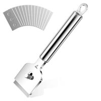 Ergonomischer feldschaber mit Metall-Körper und 14 Ersatzklingen für effektive Reinigung von Backofen, Herd oder Glas-Keramik-Herd