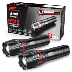 HAUSBELL LED Taschenlampe mit 2000 Lumen, 5 Modi und Zoom-Funktion, ideal für Camping, Wandern und Notfälle