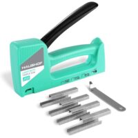 HAUSHOF Handtacker Tackerpistole Grün, Polsterung Heftpistole Holztacker für Klammern Typ 53, mit 800 Klammern 8mm und Klammerentferner für Holz, Stoff, Möbel