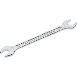 HAZET Doppel-Maulschlüssel 450N-14X15, verchromter Schaft, Maulweite 14 x 15 mm, Maulstellung 15°, robustes Werkzeug für professionelle Anwendung, Made in Germany