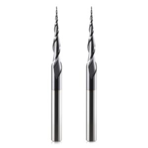 HOZLY Kugelkopffräser Konische CNC Fräser 2 Stück, R0.25 Spiralnutfräser Bit für 2D/3D Gravuren mit AlTiN Beschichtung