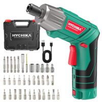 HYCHIKA Akkuschrauber mit 6N·m Drehmoment, 2000mAh Akku und 35 Zubehörteilen, inklusive LED-Licht und Taschenlampe