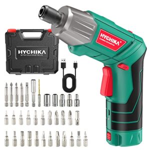 HYCHIKA Akkuschrauber mit 6N·m Drehmoment, 2000mAh Akku und 35 Zubehörteilen, inklusive LED-Licht und Taschenlampe