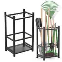 Gartenwerkzeug-Organizer aus Kohlenstoffstahl mit 9 verstellbaren Halter für Gartengeräte und Werkzeuge, ideal für Garage oder Schuppen