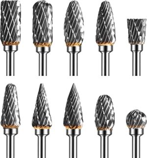 Hartmetall Frässtifte für Holzbearbeitung, Wolframkarbid Rotationsfräser, Set mit 10 Stücken, ideal für Metall und Holz, hochwertige Wolfram-Karbid-Stahl-Blätter