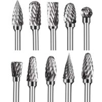 Hochwertige Hartmetall-Frässtifte für Profis und Hobbyisten - 10 Stück Wolframkarbid-Rotationsfräser mit Doppelschnitt, 3mm Schaft, 6mm Schleifkopf für Holz- und Steinschnitzerei, Stahl-Metallbearbeitung