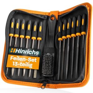 Professionelles Feilenset mit 13 Teilen, inkl. Etui und verschiedenen Arten von Feilen für Metall und Holz