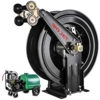 Hochdruckreiniger Schlauchtrommel 15 m einziehbar Strahlreiniger Schlauchtrommel für Wasser Luft Öl robuster Stahl zweiarmig automatischer Rücklauf Hochdruck max. 4000 psi 275 bar