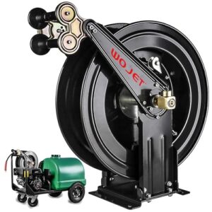Hochdruckreiniger Schlauchtrommel 15 m einziehbar Strahlreiniger Schlauchtrommel für Wasser Luft Öl robuster Stahl zweiarmig automatischer Rücklauf Hochdruck max. 4000 psi 275 bar