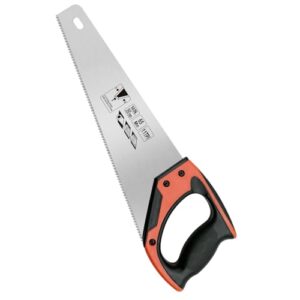 Ergonomische Holzhandsäge mit rustfester Klinge für schnelles und präzises Schneiden von Holz, PVC, Laminaten und Ästen - orange Farbe