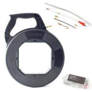 Kabeleinziehhilfe für Leerrohre, 30m Länge, inkl. 5 Adapter, PET Zugdraht, Einziehdraht bruchsicher zum Ziehen