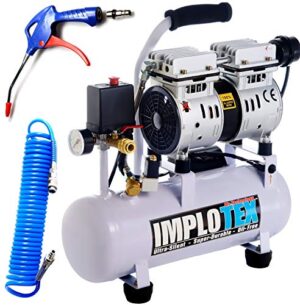 Druckluftkompressor mit Ausblaspistole und Druckluftschlauch, ölfrei, 48dB leise