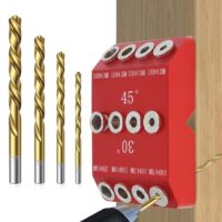 Infreecs 30-45-90 Grad Winkel Bohrhilfe, hochwertige Aluminiumlegierung, korrosionsbeständig, vier Größen: 3/8, 5/16, 1/4 und 3/16, ideal für Holzbearbeitung