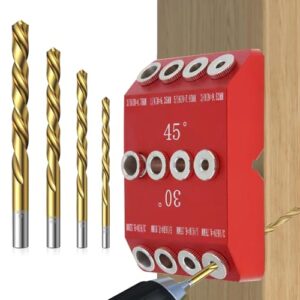 Infreecs 30-45-90 Grad Winkel Bohrhilfe, hochwertige Aluminiumlegierung, korrosionsbeständig, vier Größen: 3/8, 5/16, 1/4 und 3/16, ideal für Holzbearbeitung