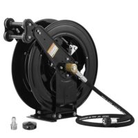 Automatisch einziehbarer Hochdruckreiniger mit 15 m langen Schlauch und 0,95 cm Durchmesser. Robuste Stahl-Hochdruckreiniger-Schlauchtrommel mit Doppelarm und 4000 PSI.