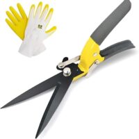 Hochwertige Teflon Rasenschere mit 360° drehbarem Schneidekopf, ideal für dekorative Gräser und Blätter rund um Blumenbeete, Bäume und Gehwege.