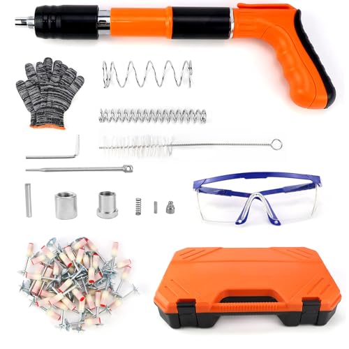 Jeinbuil Nagelpistole aus Stahl, bolzenschussgerät für Deckenwandanker und Betonwände mit 200 runden Nägeln. Leistungsfähiges Werkzeug für Wandbefestigung, Betonwerkstatt oder Kamera-Installation.