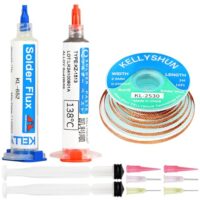 Bleifreies Lötpaste Set, Sn42%/Bi58% Lötflussmittel, 2.5MM/3M Entlötlitze für BGA, IC, SMT, PCB und Elektronik