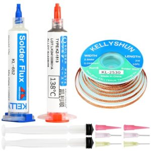 Bleifreies Lötpaste Set, Sn42%/Bi58% Lötflussmittel, 2.5MM/3M Entlötlitze für BGA, IC, SMT, PCB und Elektronik