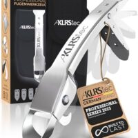 Fugenglätter Werkzeug Set aus 100% Edelstahl, 4 in 1 Fugenkratzer und Abzieher Multitool mit praktischer Tasche und Gürtelclip für die Entfernung von Silikonfugen