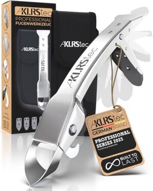 Fugenglätter Werkzeug Set aus 100% Edelstahl, 4 in 1 Fugenkratzer und Abzieher Multitool mit praktischer Tasche und Gürtelclip für die Entfernung von Silikonfugen