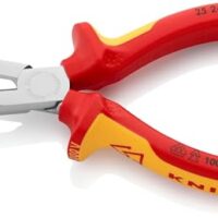 KNIPEX Flachrundzange mit Schneide, Radiozange, isoliert, Mehrkomponenten-Hüllen, VDE-geprüft, verchromt, 160 mm