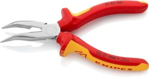 KNIPEX Flachrundzange mit Schneide, Radiozange, isoliert, Mehrkomponenten-Hüllen, VDE-geprüft, verchromt, 160 mm