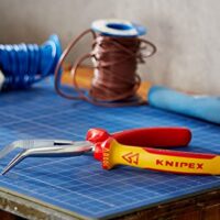 KNIPEX Flachrundzange mit Schneide, Storchschnabelzange, isoliert mit Mehrkomponenten-Hüllen, VDE-geprüft verchromt 200 mm