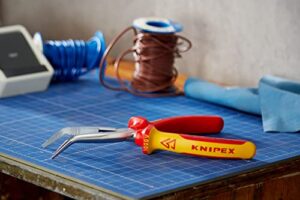 KNIPEX Flachrundzange mit Schneide, Storchschnabelzange, isoliert mit Mehrkomponenten-Hüllen, VDE-geprüft verchromt 200 mm