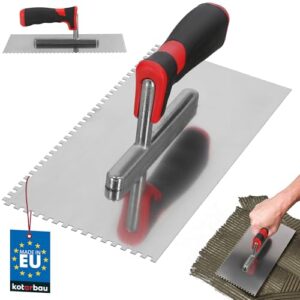 Hochwertige Edelstahl Glättkelle mit Zahnung 4x4 mm für die Fliesenverlegung, rostfreier Edelstahl, stabile Konstruktion und langen Lebensdauer.