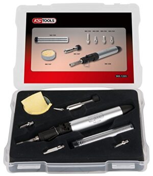 KS Tools 960.1265 Mikro-Löt-Satz, 8-teilig: gasbetriebenes Mikro-Lötgerät mit Piezo-Zündung für Feinarbeiten und hohe Präzision.