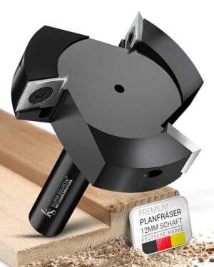 Hochwertiger Planfräser 12mm Schaft für Oberfräse, CNC-Fräse und Tisch-Oberfräse - Robuster Holzfräser mit präziser Bearbeitung