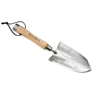 Multifunktionshandschaufel aus Edelstahl für Gartenarbeiten, Pflanzschaufel mit Esche-Griff, 32 cm lang