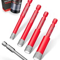 Fliesenbohrer Set mit 6,8,10 und 12mm Bohrern zum Bohren von Fliesen, Glas, Marmor und Granit