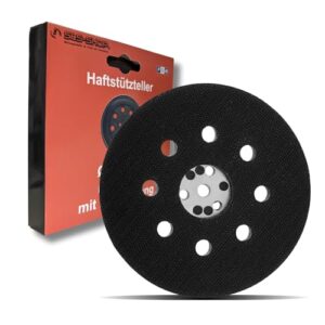 Klett Schleifteller Ø 125 mm, Schwarz, Mittelhart, 8-Loch, für Schleifpapier 125 mm, Zubehör für Exzenterschleifer und Teller-Schleifer