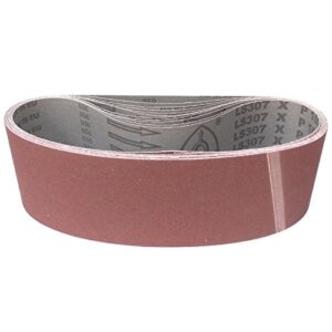 Klingspor Schleifband LS307X - 100 x 860 mm - Körnung P80 - 10 Stück - für Holz & Metall - reißfeste halbflexible Gewebeunterlage - Profi-Schleifbänder für Handbandschleifer