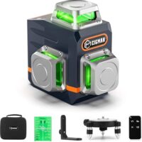 CIGMAN Kreuzlinienlaser mit 3x360-Grad-Projektion, grüner Selbstnivellierung und wiederaufladbarer Lithium-Batterie für Innenbereich Baustelle